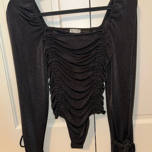 Free People Tops - Free People Black Ruched Bodysuit